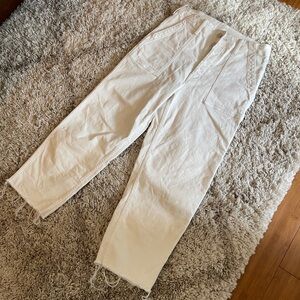 MOTHER Wide Leg High Rise White Jeans